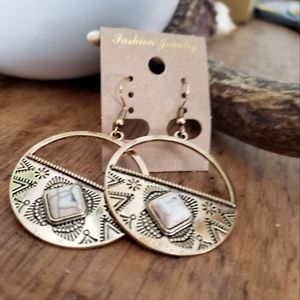 Boho Aztec gold toned earrings